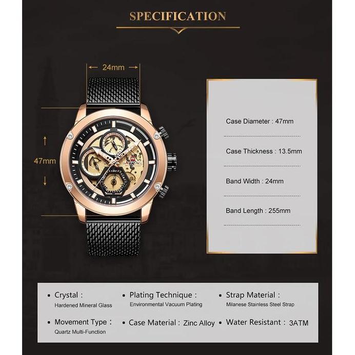Naviforce Multifungsi Rantai Pasir - Jam Tangan Pria - 9167 - Original