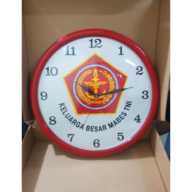 Jam | Jam dinding Mabes TNI | Jam dinding Mabes TNI putih kaca cembung | Jam rumah | Hiasan jam