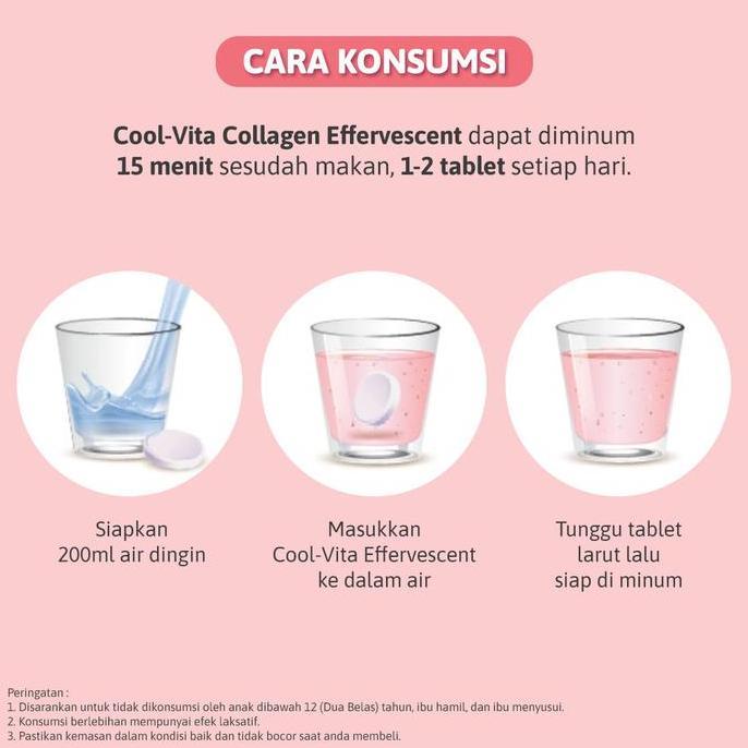 [TTS] Cool-Vita 100 Tablet 5 Tube Collagen Effervescent Rasa Peach Mengandung 500mg Fish Collagen da