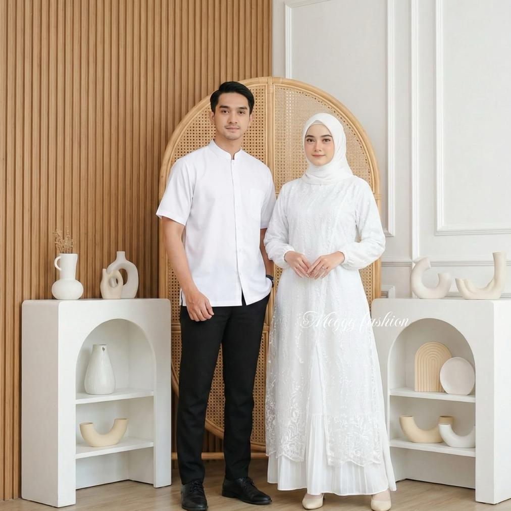 PALING DICARI New arival - GIANNA setelan couple gamis brokat koko kondangan lebaran kekinian simple