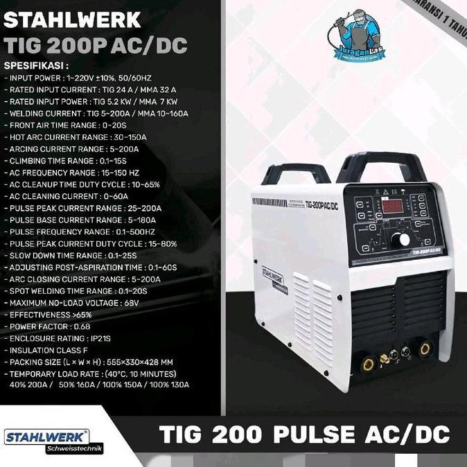 Miliki Stahlwerk Ac/Dc Tig - 200P | Mesin Las Tig + Mma Ac/Dc (White)