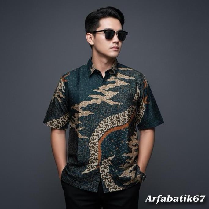 CAKRA HIJAU EMERALD Kemeja batik pria lengan panjang katun prima premium lapis furing hero ready ser