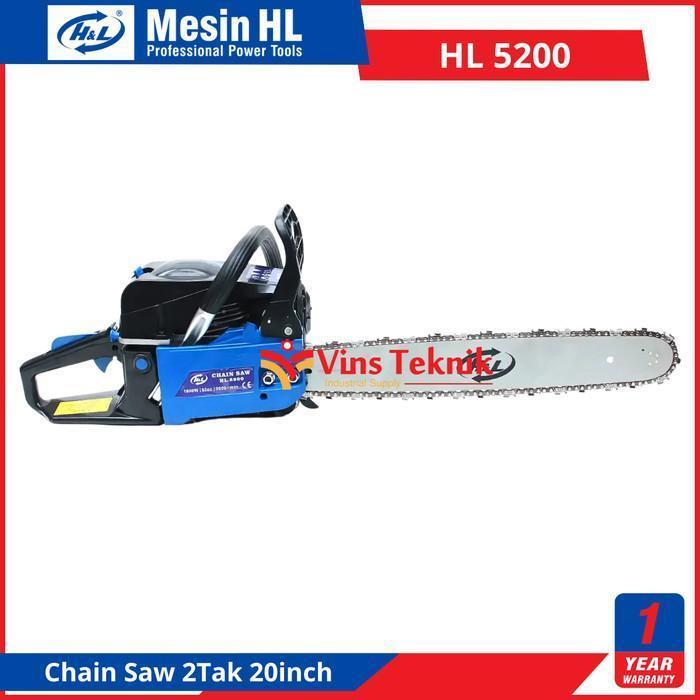 H&L HL 5200 Mesin gergaji kayu Chain Saw chainsaw 20inch HL5200 HL5200