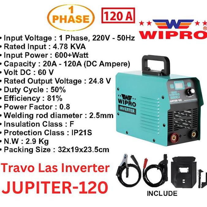 Terjangkau Travo Las Inverter Wipro Jupiter-120 / Mesin Las  Dc Igbt 1 Phase Inverter 120 Ampere Wip