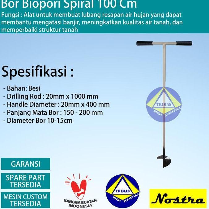 Terjangkau Bor Biopori Spiral Resapan Air Pada Tanah Ukuran Diameter 20Cm Atau 8 Inch