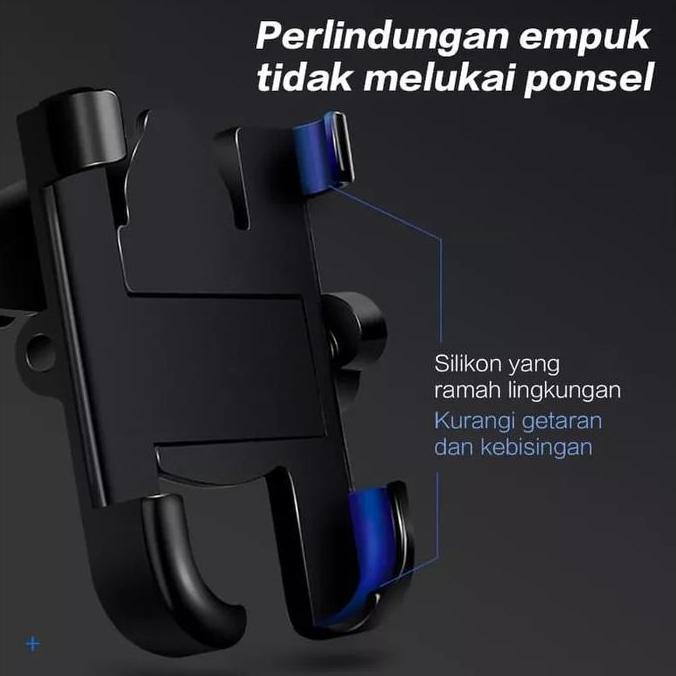 Holder HP Motor Handphone Holder Spion Aluminium Alloy Besi