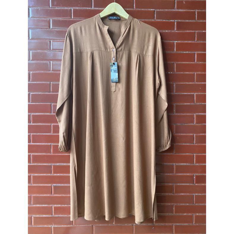 FLASH SALE Long Tunik Atasan Polos Katun Rayon Putih White Black Hitam Merah Maroon Hijau Army Kunin