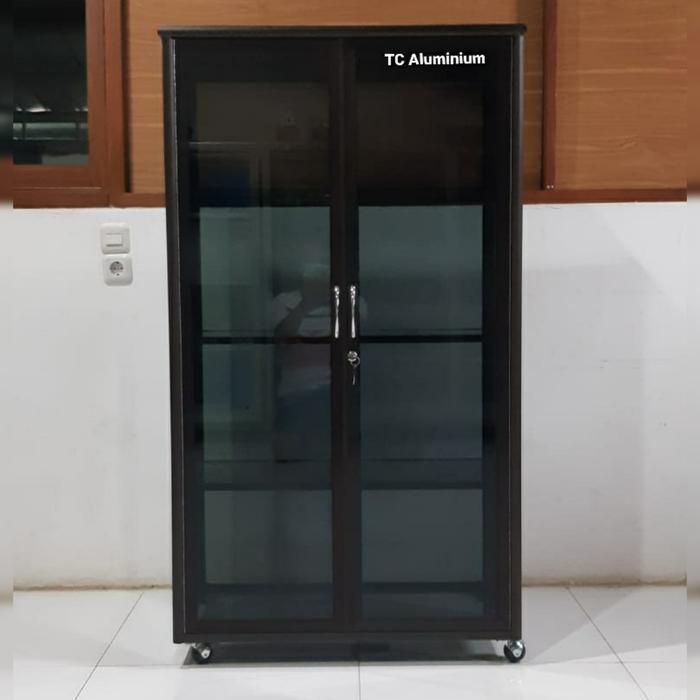TC ALUMINIUM LSG724 80X38X143 b LEMARI RAK SERBAGUNA 4 SUSUN ALUMINUM 20U COKLAT KACA RIBEN 3 MM AWE