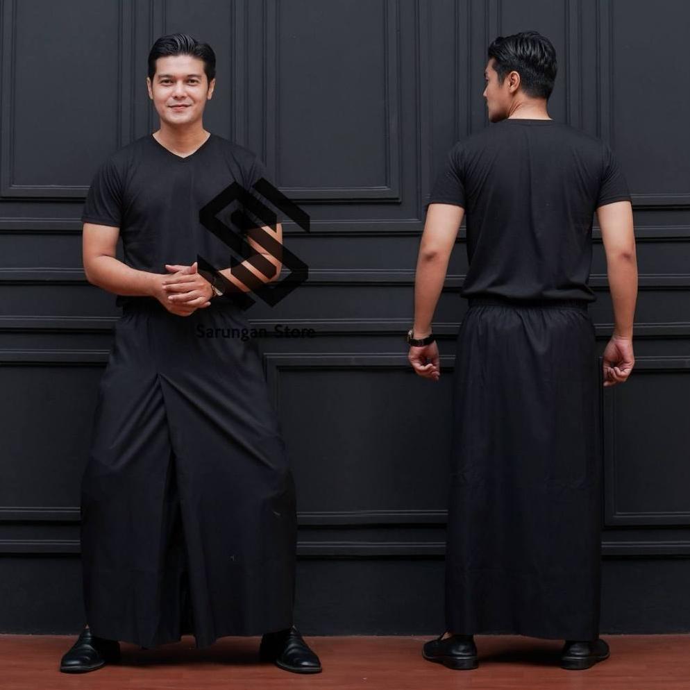 PREMIUM Sarung instan Pria Dewasa  polos hitam / sarung instan pria  dewasa polos putih