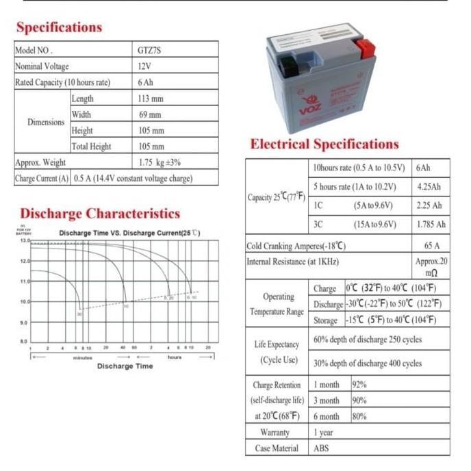 Promo Voz Gtz8V Gtz 8V Battery Aki Accu Motor Otomotif