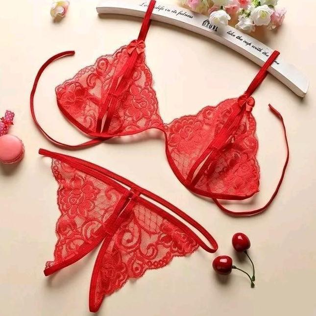 New Deals 1 Set Bra + Celana Dalam Lingerie Transparan Wanita Bh