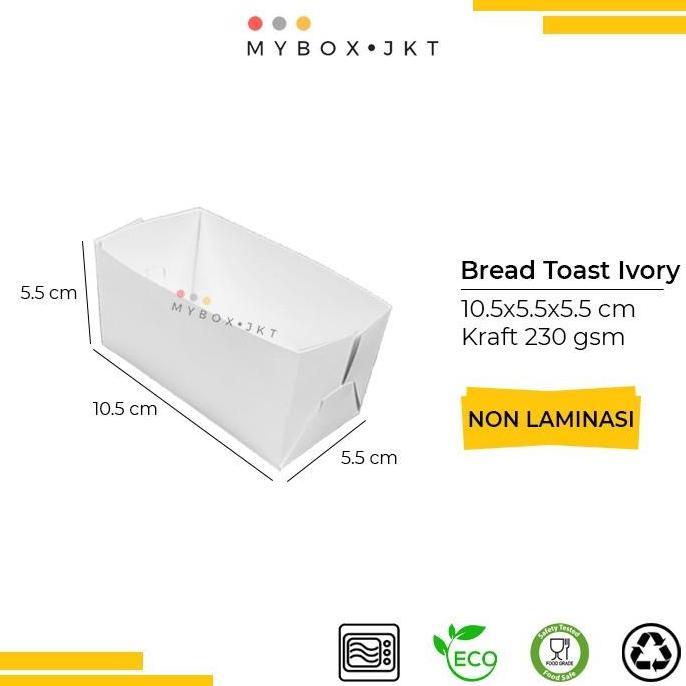 Box Kotak Roti Bread Toast Paper Tray Ivory Putih 10,5x5,5x5,5
