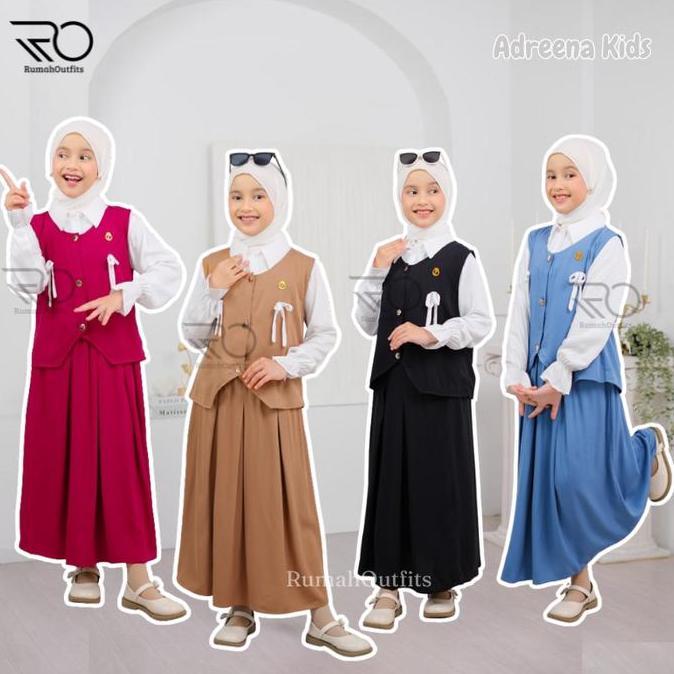 PALING MURAH Adreena Setelan Anak Rayon Twill / One Set Rok Anak 3 in 1 / Setelan Kekinian Anak Pere