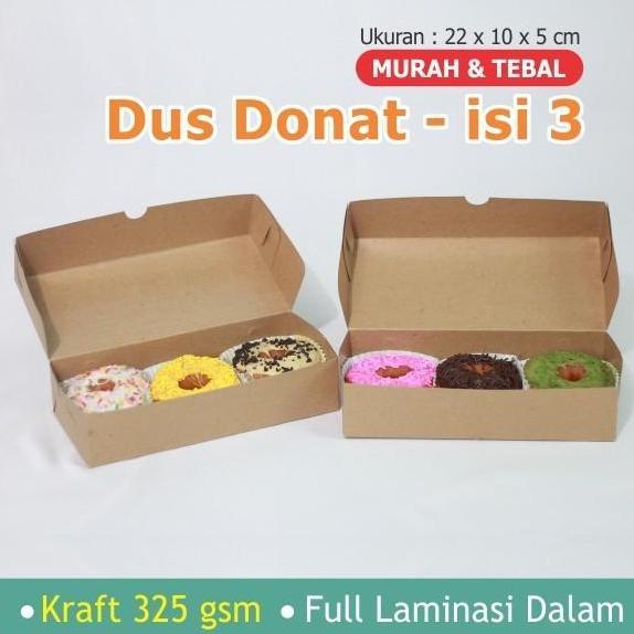 Dus Coklat Donat Isi 3 / Box Donat / Dus Brownies M /Dus Roti/22x10x5
