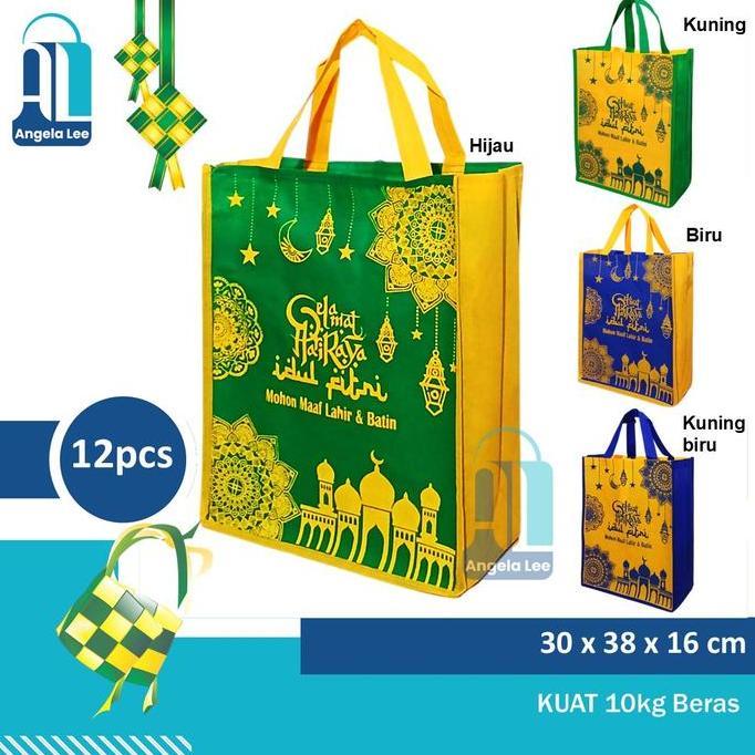 12pcs Tas kain Spunbond Lebaran Paket Idul Fitri Ramadhan Syukuran THR Sembako Jumbo
