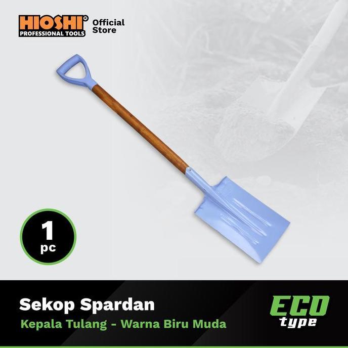 HIOSHI /HST002C/Sekop/SPARDAN/Pasir/Tanah/Baja/Gagang Kayu/Biru Muda - Eco