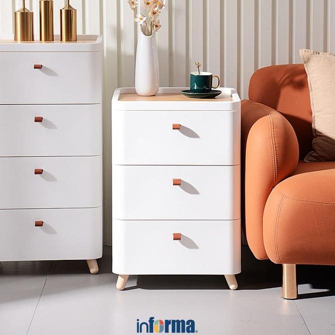 Informa Mizuki Laci Penyimpanan 4 Tingkat - Putih Kontainer Organizer Tempat Baju Lemari Kecil Rak M