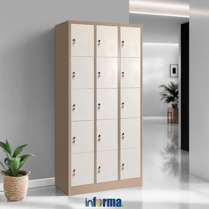 Informa Kiev Loker Besi Multi 15 Pintu - Cokelat Muda Penyimpanan Barang Tempat Penitipan Lemari Ars