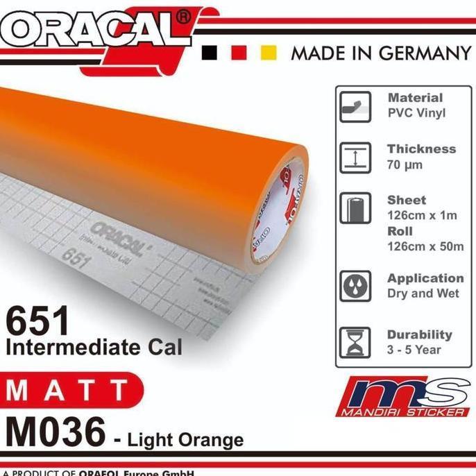 Promo Sticker ORACAL 651M - 036 Light Orange Matt Cutting Stiker (Meteran) Diskon