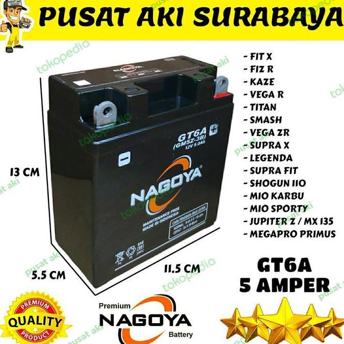 Promo ORIGINAL ACCU KERING NAGOYA GT6A MOTOR SMASH VEGA ZR SUPRA X LEGENDA Diskon