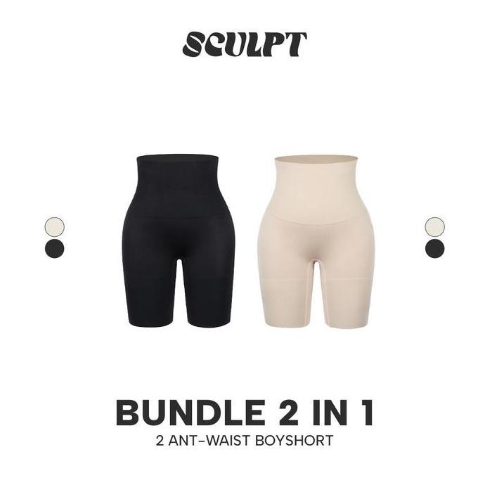 BUNDLE SCULPT 2 Ant-waist Boyshort Korset Perut Boxer Seamless Wanita