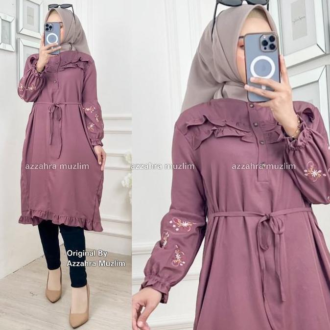 Azzahra Grosir - Queen Dress LD110 Tunik Wanita Busui Shakila Bordir R.13 - 321-6423