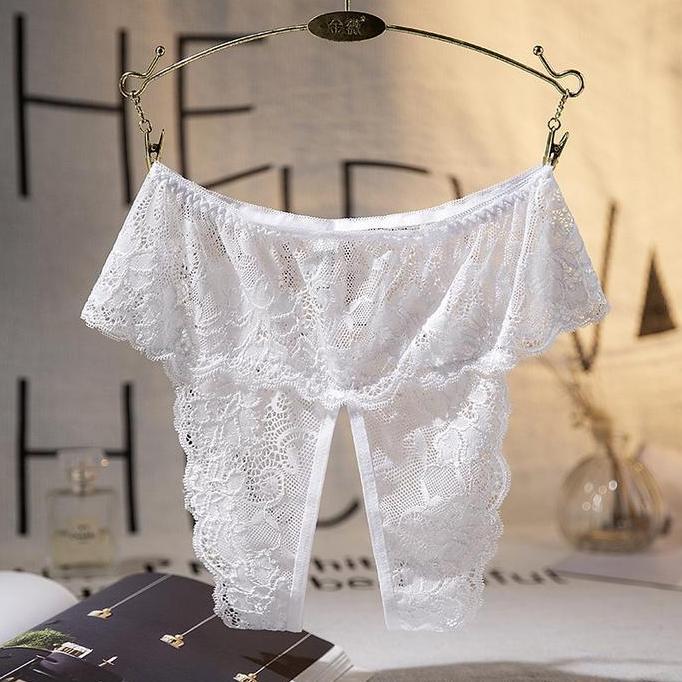 Wkwkwk- Celana Dalam Wanita Jumbo Open Crotch G String Transparan Renda C0250