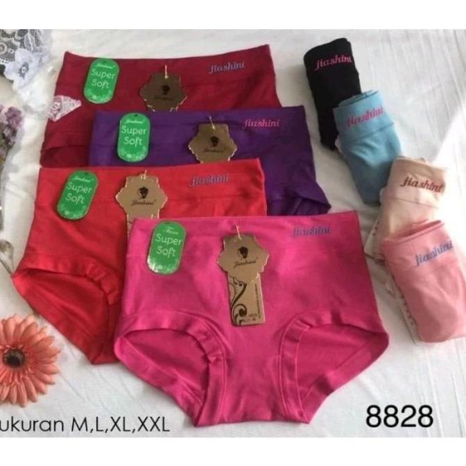 Wkwkwk- 6Pc- Celana Dalam Wanita Jiashini Super Soft Bahan Cotton Spandex Lembut Halus Adem Nyaman D
