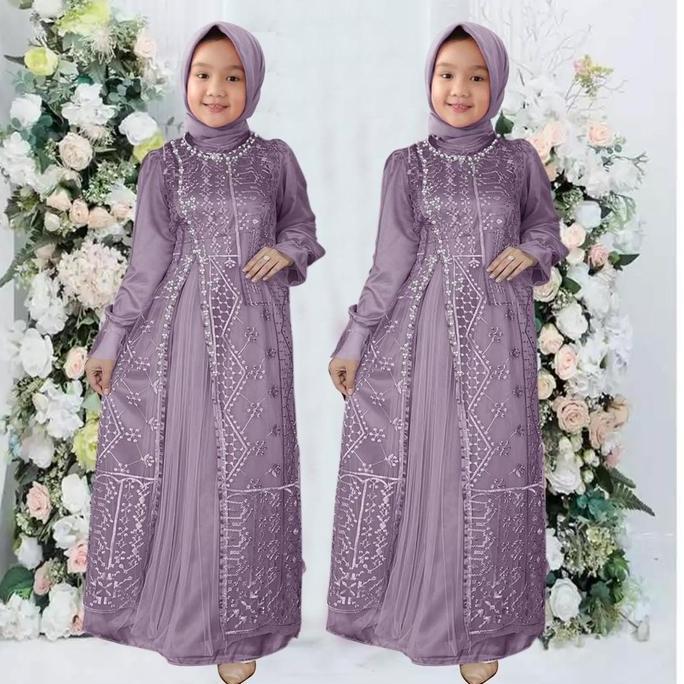DE76 - KID ROSE (3-16THN) Gamis Anak Dress Anak Gamis Pesta Kondangan Lebaran Murah Gaun Anak Bahan 