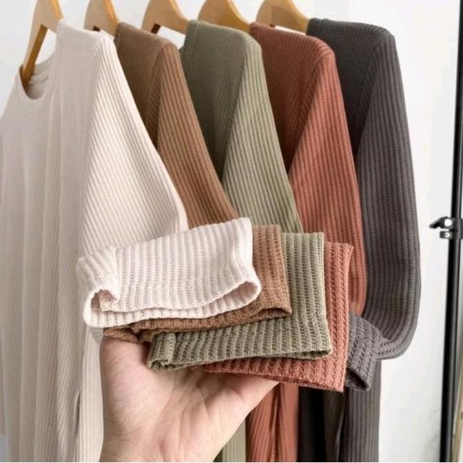 COD Tunik Knit Waffle Oval Terbaru / Long Tunik Rajut