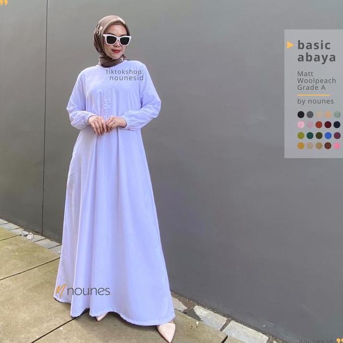 Nounes Basic Abaya Dress Gamis Daily Polos Wanita Muslim