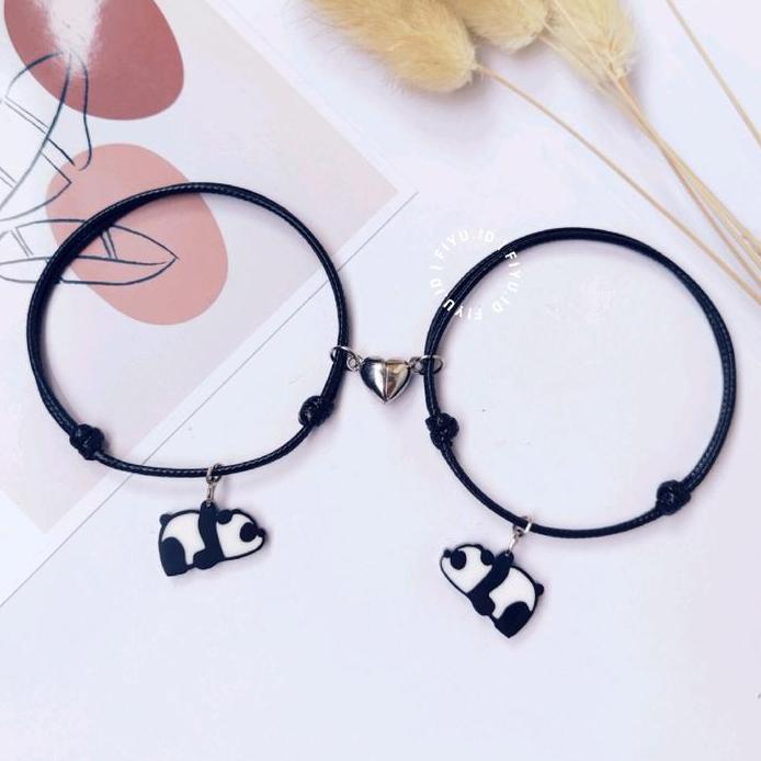 GELANG TALI COUPLE KARAKTER PANDA / GELANG MAGNET / GELANG  COUPLE PASANGAN  / GELANG COUPLEAN BESTI