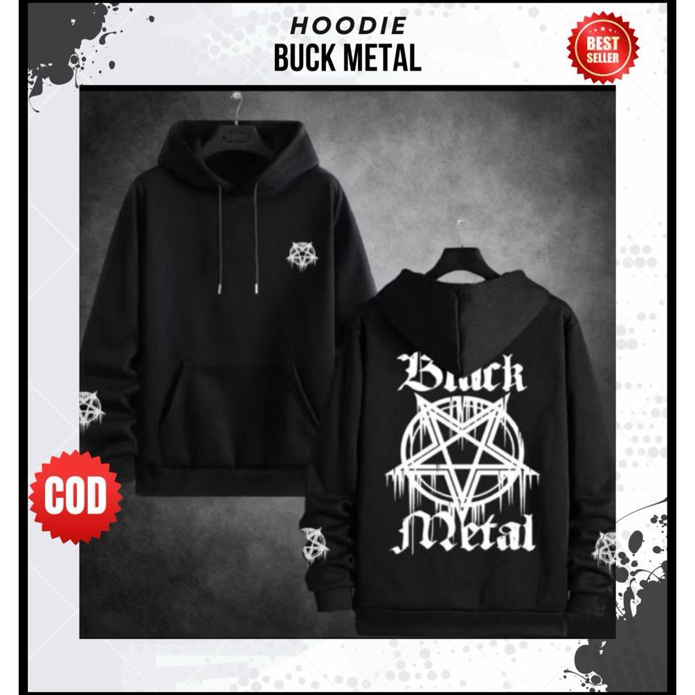HOT DEALS Jaket Hoodie Zipper Pria Premium Gambar Belakang Black Buck Metal Keren