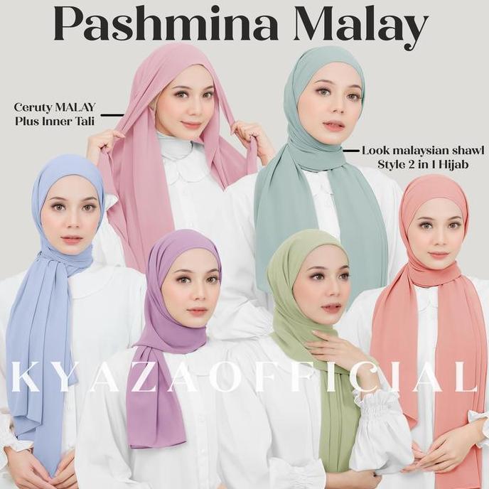 DI69 - Pashmina instant Malay Tieback Tali Belakang, Pashmina Malay Tali ceruty jilbab Pad Panjang S