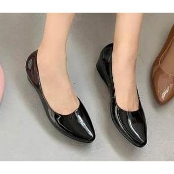 BEST SELLER  Sepatu Wanita Wedges Glossy Tinggi 4 cm Weges Jelly shoes Heels High 550 BEST SELLER 