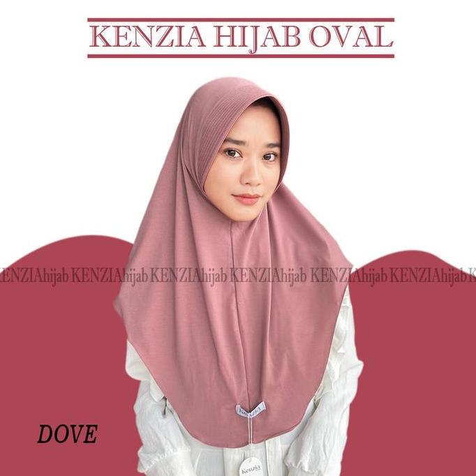 DF385 - HIJAB BERGO KENZIA OVAL JERSEY PREMIUM UKURAN L kerudung bergo dewasa Syari