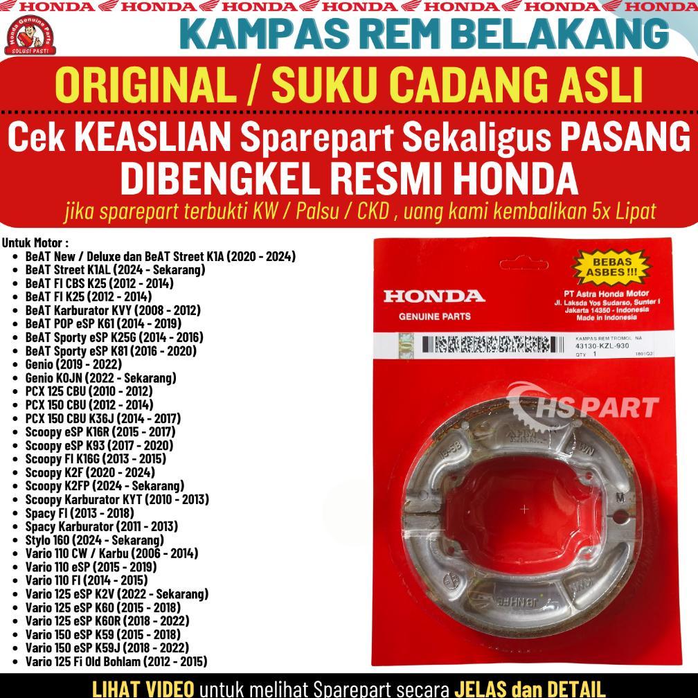 Kampas Rem Belakang Tromol Vario 125 150 Fi Old Led New Vario 160 Original Honda 100%