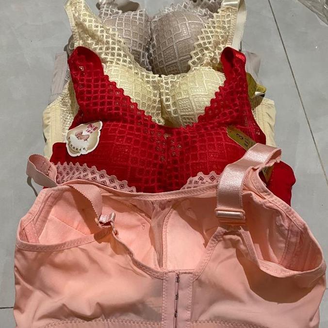 Nyaman- Bra Penekan Lemak Import Cup Besar Busa Tipis H4 Tanpa Kawat Dan Pakai Kawat Motif Brokat Be