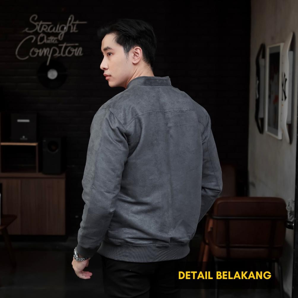 NEW DEALS Delibra Jaket Bomber Suede Pria Premium