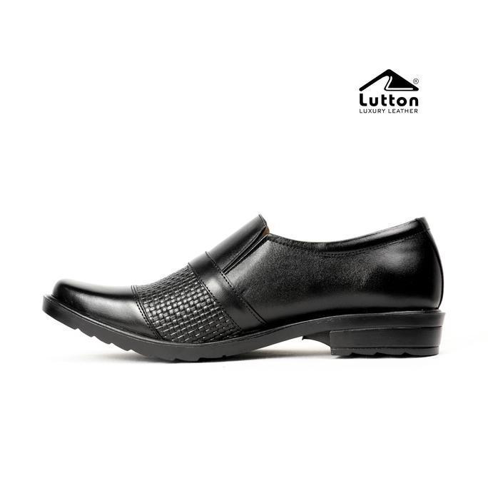 JUAL LUTTON Sepatu Pantofel Pria Kulit Asli Premium MU04 Formal Kerja Kantor Hitam 3 Model: Slip On,