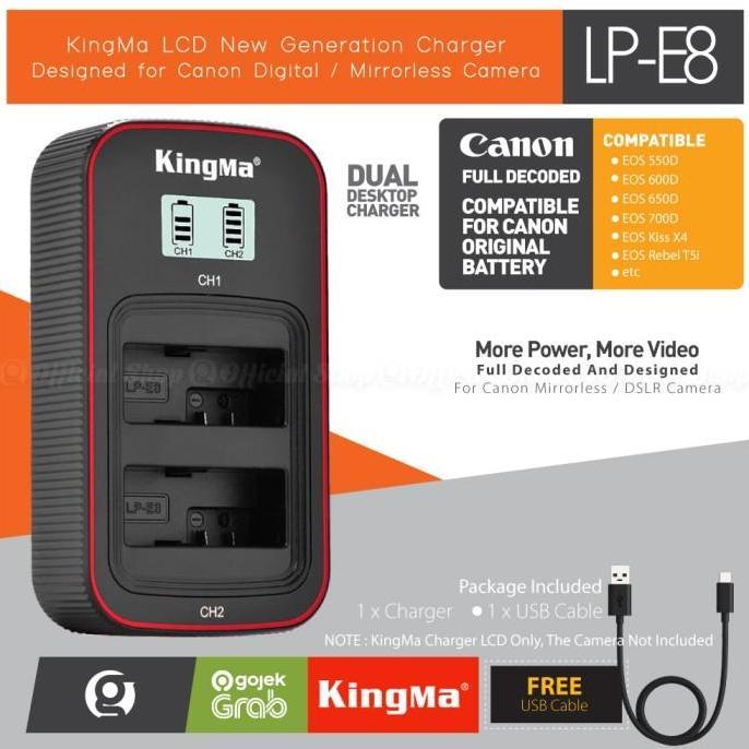 Kingma Lcd Dual Charger Lp-E8 Lc-E8 Canon Eos 700D 650D 600D 550D Etc Best Seller/Best Quality[Origi