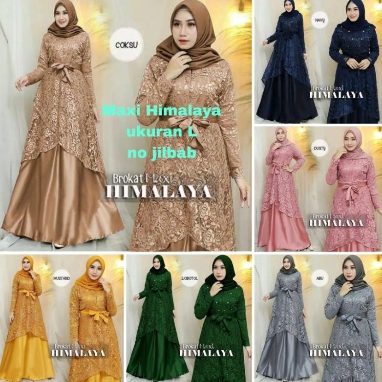 MAXI HIMALAYA FULL BRUKAT/ GAMIS KONDANGAN/UKURAN/ L/ GAMIS WANITA/ GAMIS MUSLIMAH