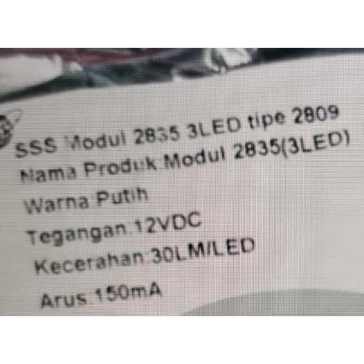 Promo LED Modul Mini 2835 3 Mata Led 2809 12V Warna PUTIH 12 Volt Diskon