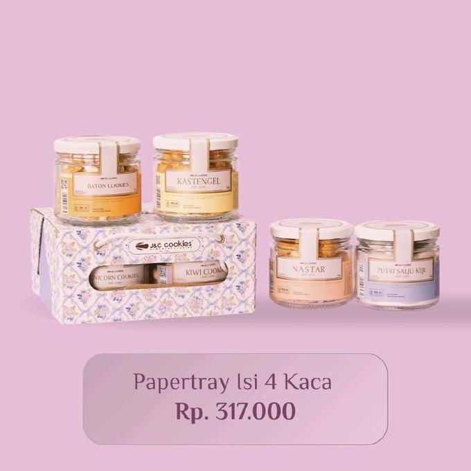 Paket Hampers Papertray Toples Kaca Jnc Cookies/Hampers Kekinian/Hampers Murah Promo Lebaran