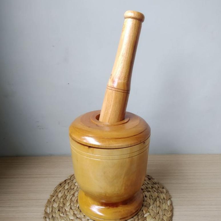 Lumpang Kayu + Tutup, Lumpang Kayu + Penumbuk Kayu New Produk