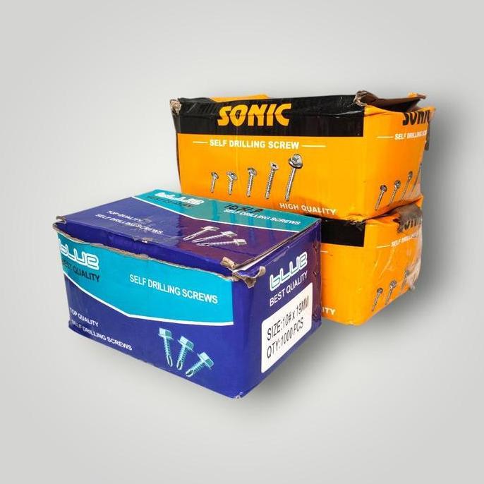 Baut Baja Ringan #10x16 #10x19 BLUE SONIC PER DUS - Skrup Baja Ringan - Self Drilling Sekrup Rangka 