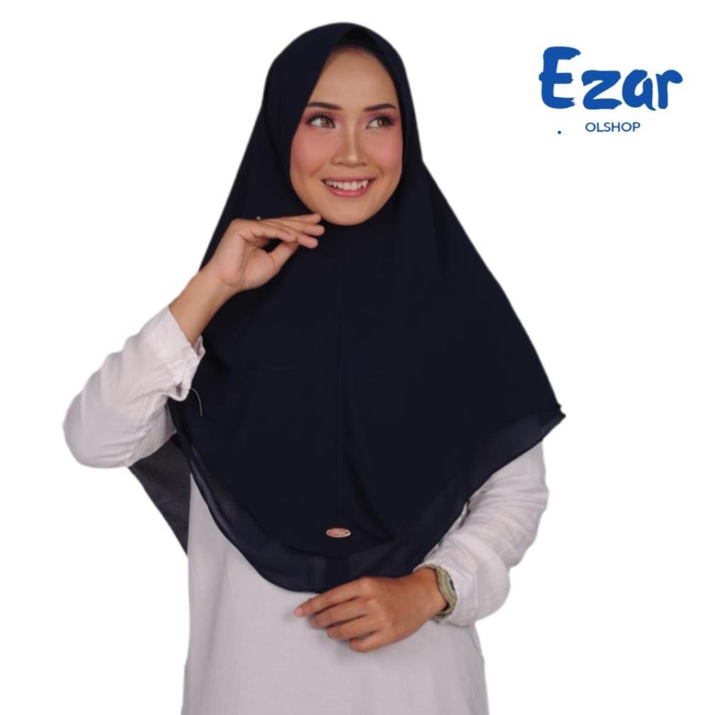 NEW Khimar Syari Jumbo dua layer Ceruty Babydoll Panjang Premium Hijab Instan Muslimah, Warna Putih 