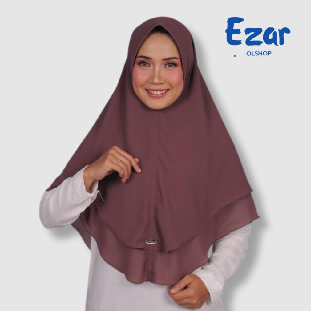 NEW DEALS Khimar Syari Jumbo dua layer Ceruty Babydoll Panjang Premium Hijab Instan Muslimah, Warna 