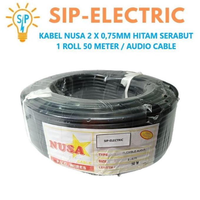Murah Kabel Nusa Nyyhy 2X0.75 Mm Hitam 1 Roll 50 Meter / Nusa Nyyhy 2X0,75M