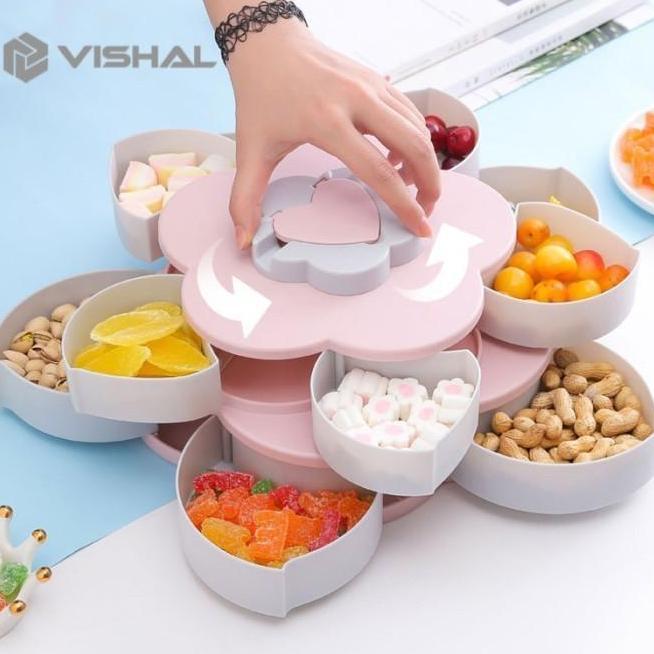 Toples Bunga 2 Tingkat Toples Putar Bentuk Bunga Dw02